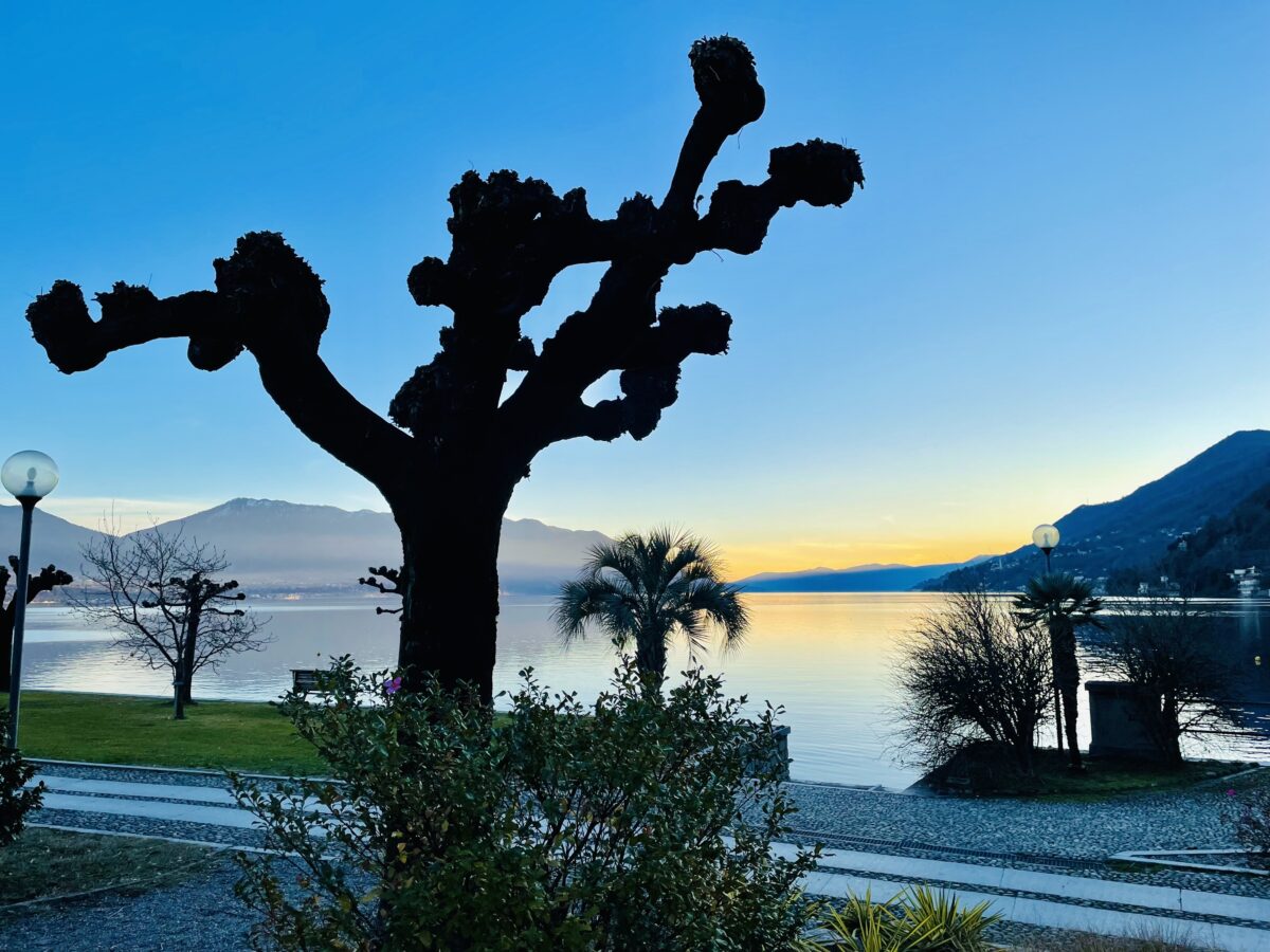 Promenade von Cannero Riviera im Abendlicht